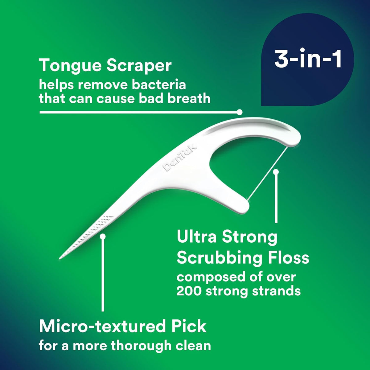 DenTek Floss Picks, Advanced Clean, Plaque Remover, 150 Count, Pack of 3