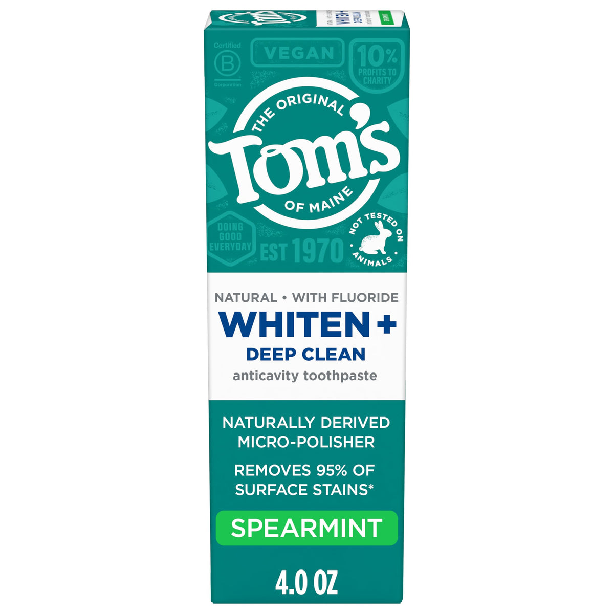 Tom's of Maine Whiten Plus Deep Clean Whitening Toothpaste, Peppermint, 4oz
