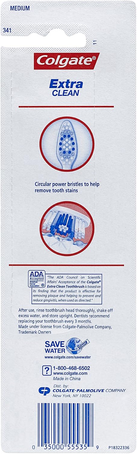 Colgate Extra Clean Full Head Toothbrush, Medium - 3 Count (Pack of 1)