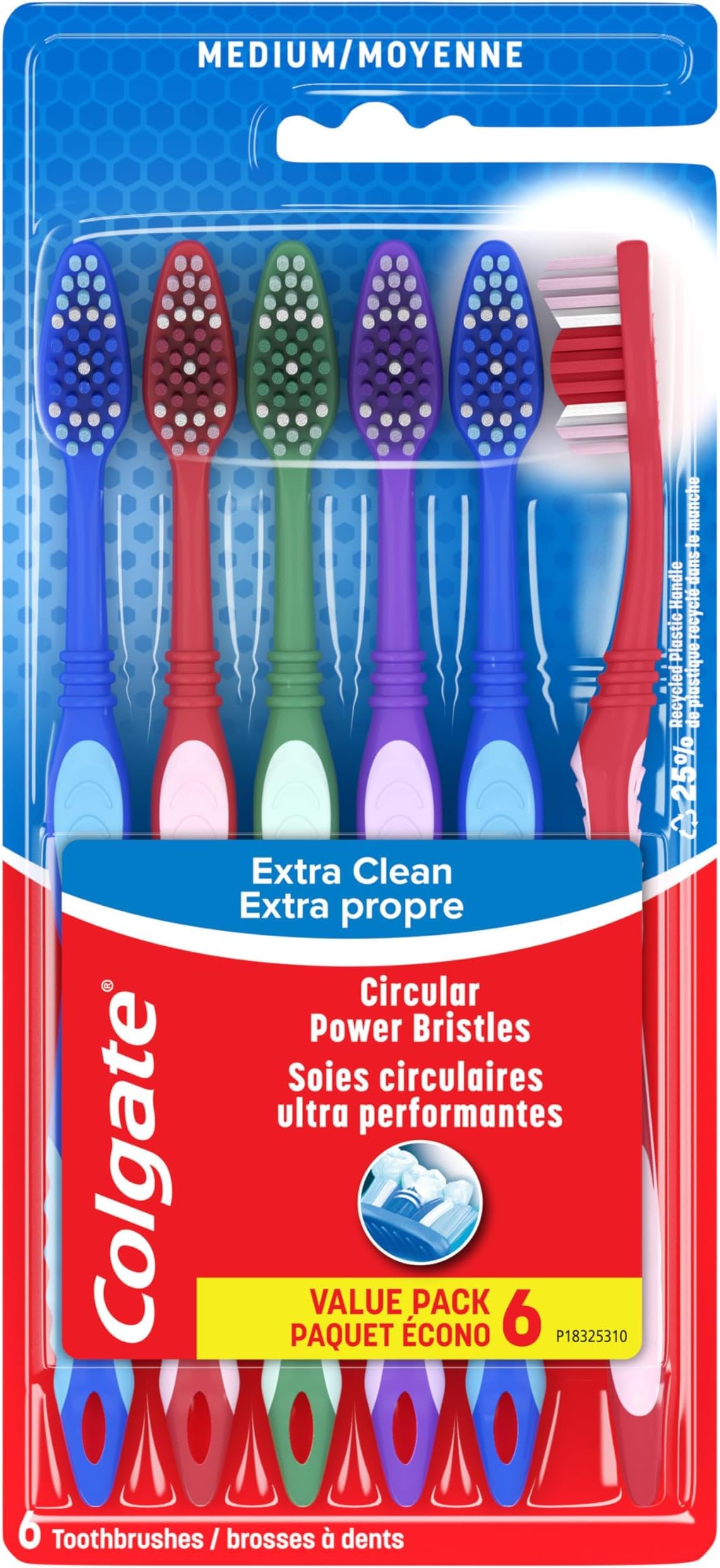 Colgate Extra Clean Adult Toothbrushes, Soft, Value 6 Pack