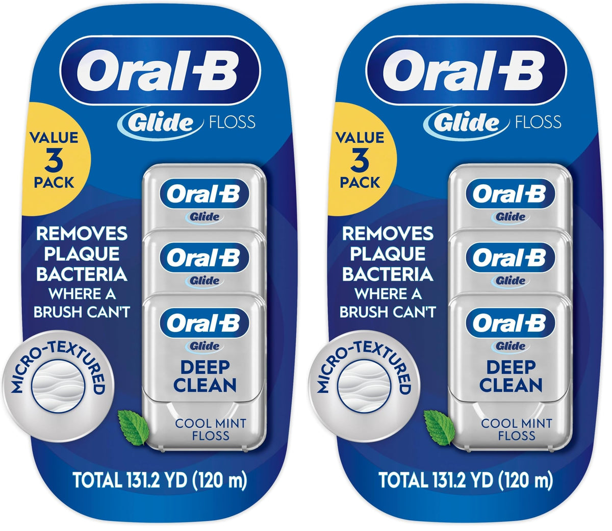 Oral-B Glide Deep Clean Cool Mint Dental Floss, Value 3 Pack (40m Each)