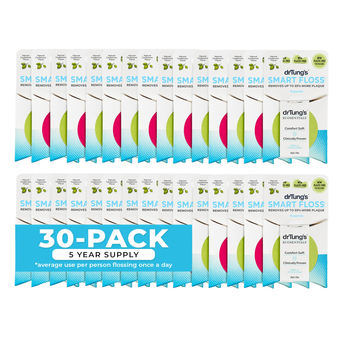 DrTung's Smart Floss - Natural Dental Floss, Cardamom Flavor - Pack of 2