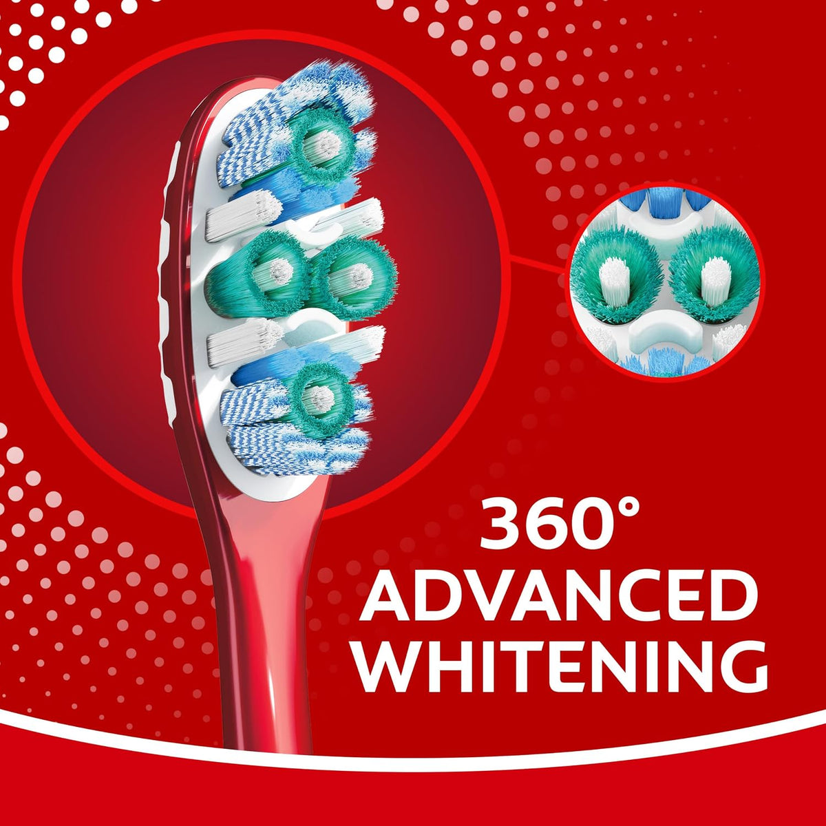 Colgate 360 Optic White Advanced Adult Whitening Toothbrush, Medium, 2 Pack