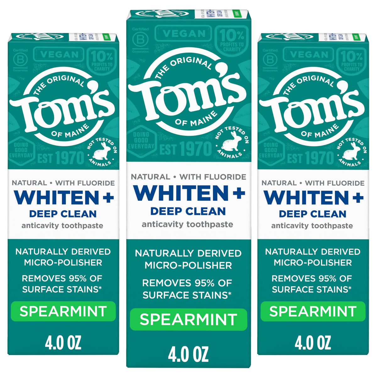 Tom's of Maine Whiten Plus Deep Clean Whitening Toothpaste, Peppermint, 4oz