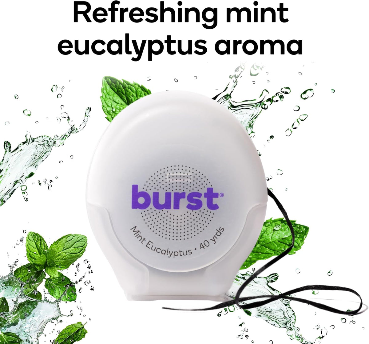 BURST Expanding Dental Floss (Mint Eucalyptus/40 Yards) | Stain Absorbing