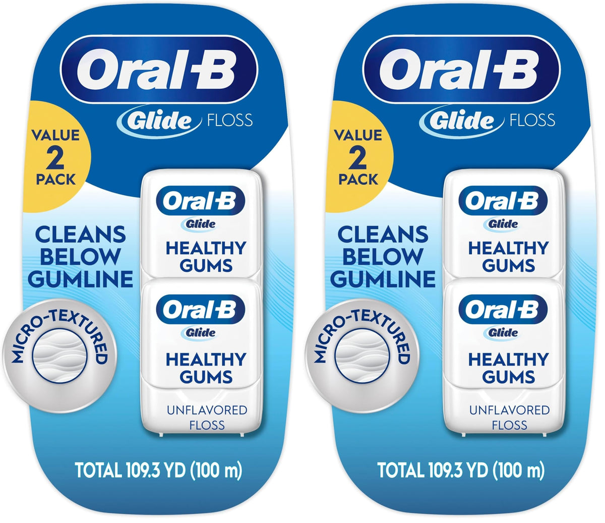 Oral-B Glide Healthy Gums Unflavored Dental Floss, Value 2 Pack (50m Each)