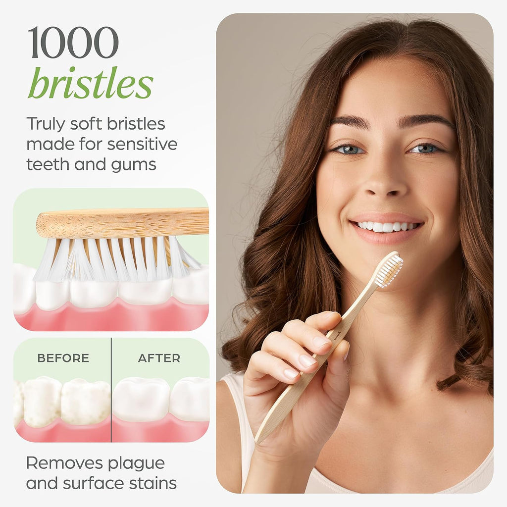 VIVAGO Bamboo Toothbrushes 10 Pack - Soft Bristles Toothbrushes for Adults