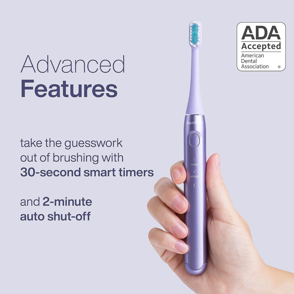 Aquasonic Icon Micro-Vibrating Sonic Toothbrush - ADA-Accepted - Lilac