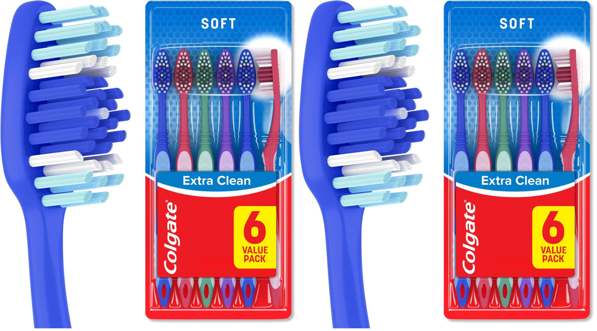 Colgate Extra Clean Medium Toothbrushes, 6 Pack