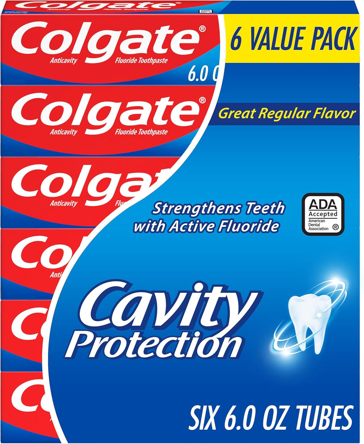 Colgate Cavity Protection Fluoride Toothpaste, Mint, 6 Pack, 6 oz