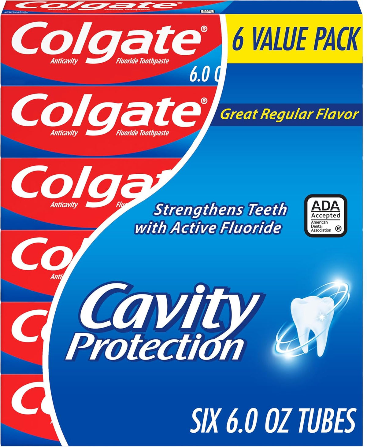 Colgate Cavity Protection Fluoride Toothpaste, Mint, 6 Pack, 6 oz