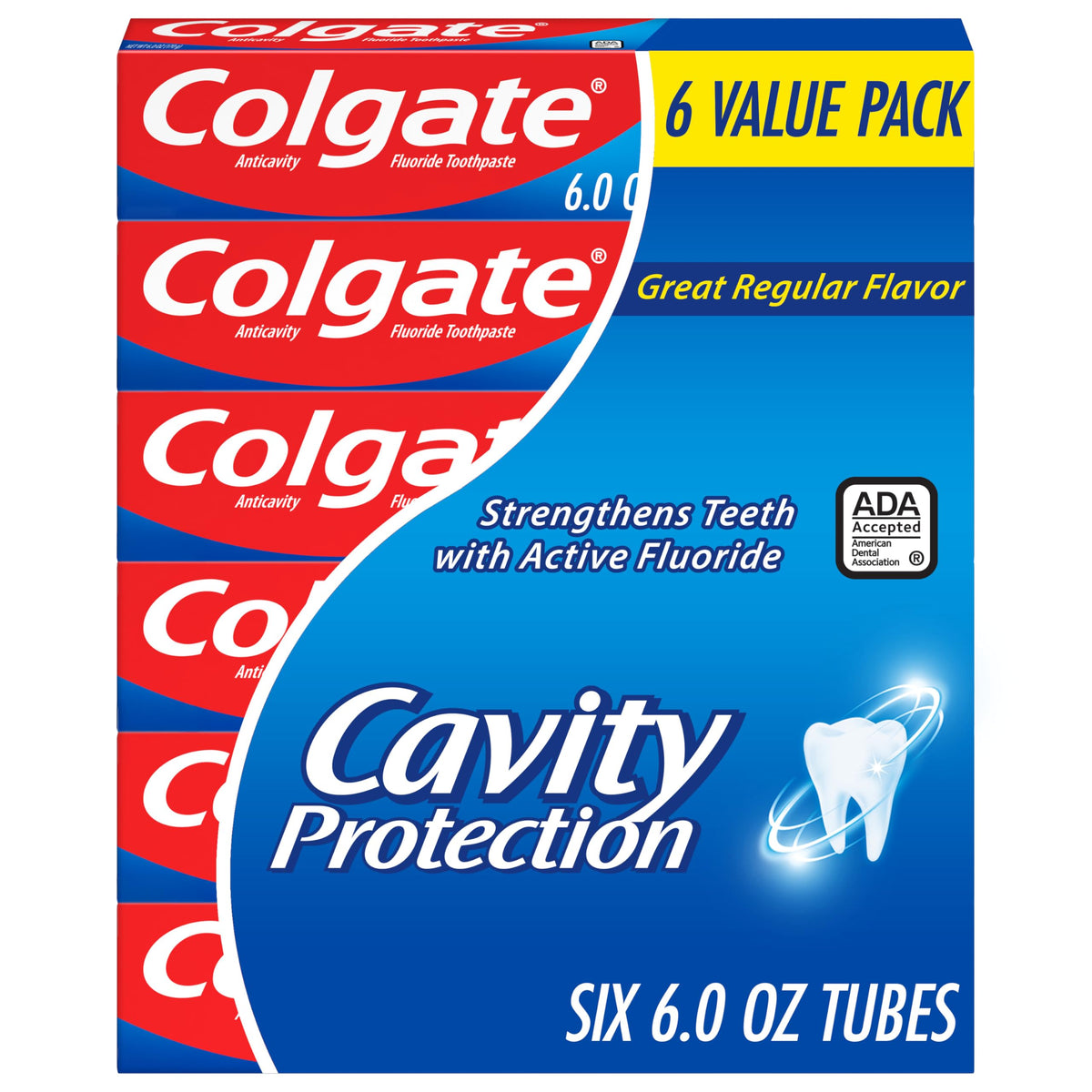 Colgate Cavity Protection Fluoride Toothpaste, Mint, 6 Pack, 6 oz