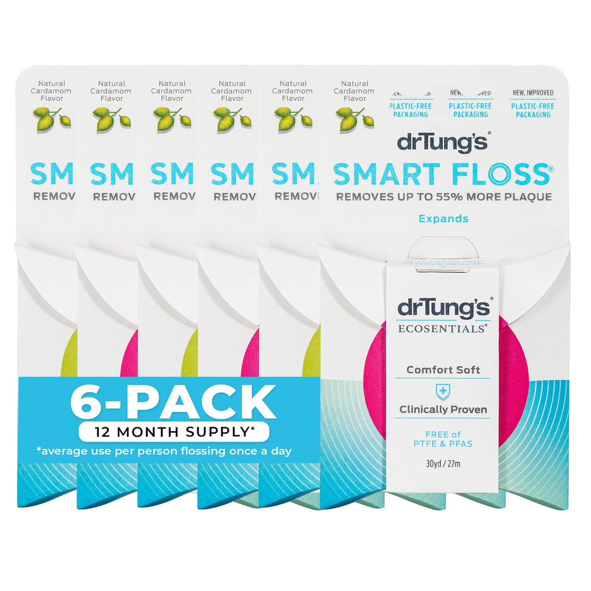 DrTung's Smart Floss - Natural Dental Floss, Cardamom Flavor - Pack of 2