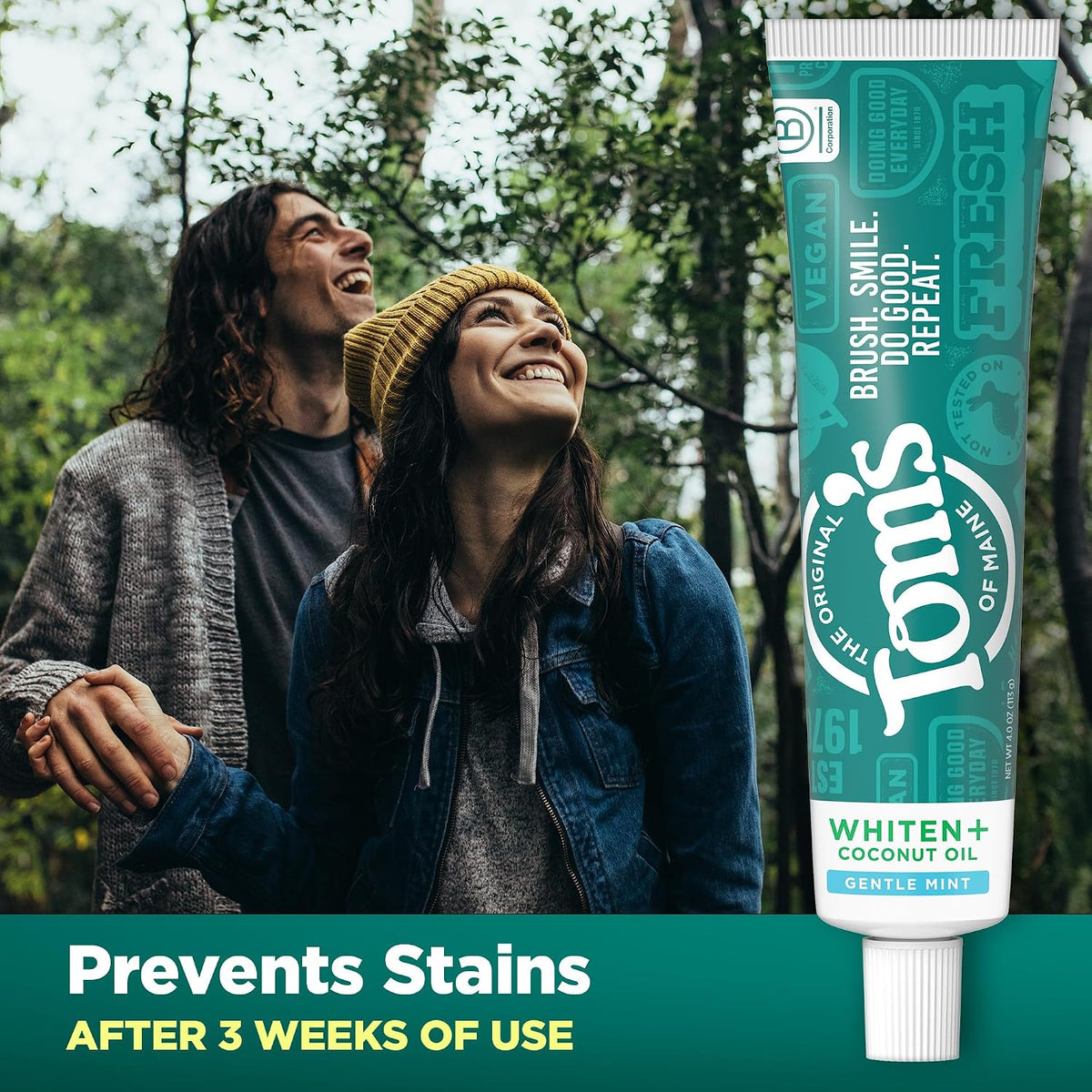 Tom's of Maine Whiten Plus Coconut Oil Whitening Toothpaste, Mint, 4 oz