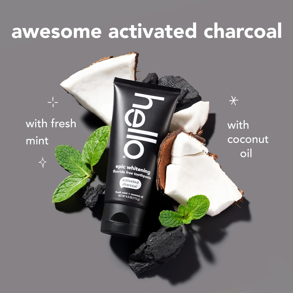 hello Epic Whitening Activated Charcoal Toothpaste, 4 oz