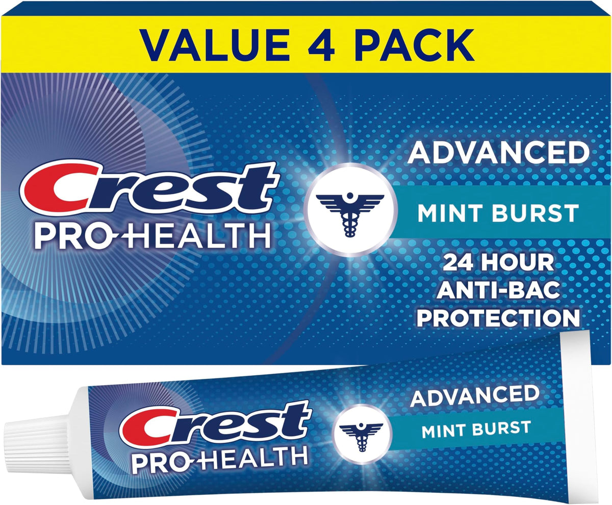 Crest Pro-Health Advanced Antibacterial Protection Toothpaste,5 oz 4 Pack, Teeth Whitening for adults, Breath Freshener, for Sensitive Teeth, Gum Health, Gingivitis toothpaste, Travel Size Toiletries