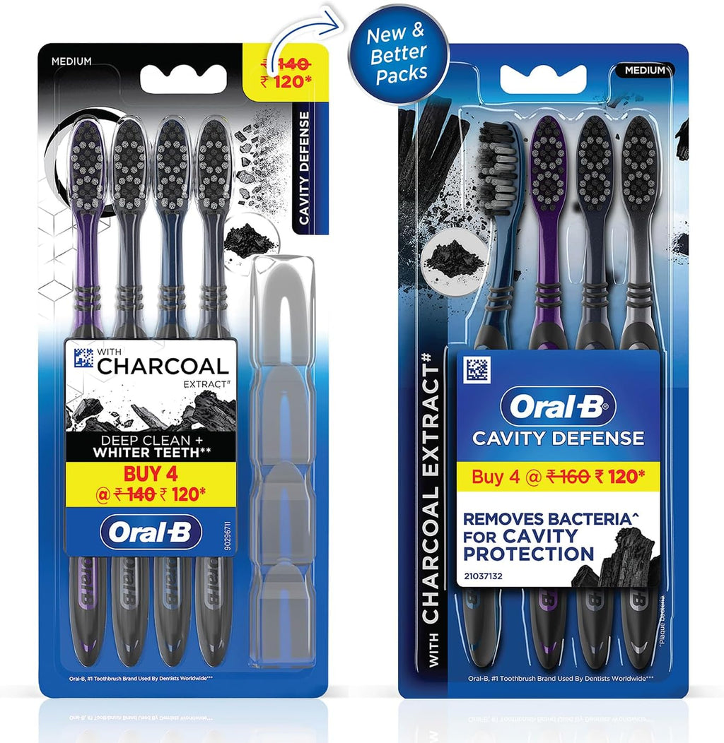 Oral-B Cavity Defense 123 Black Toothbrush � Medium (Pack of 4)