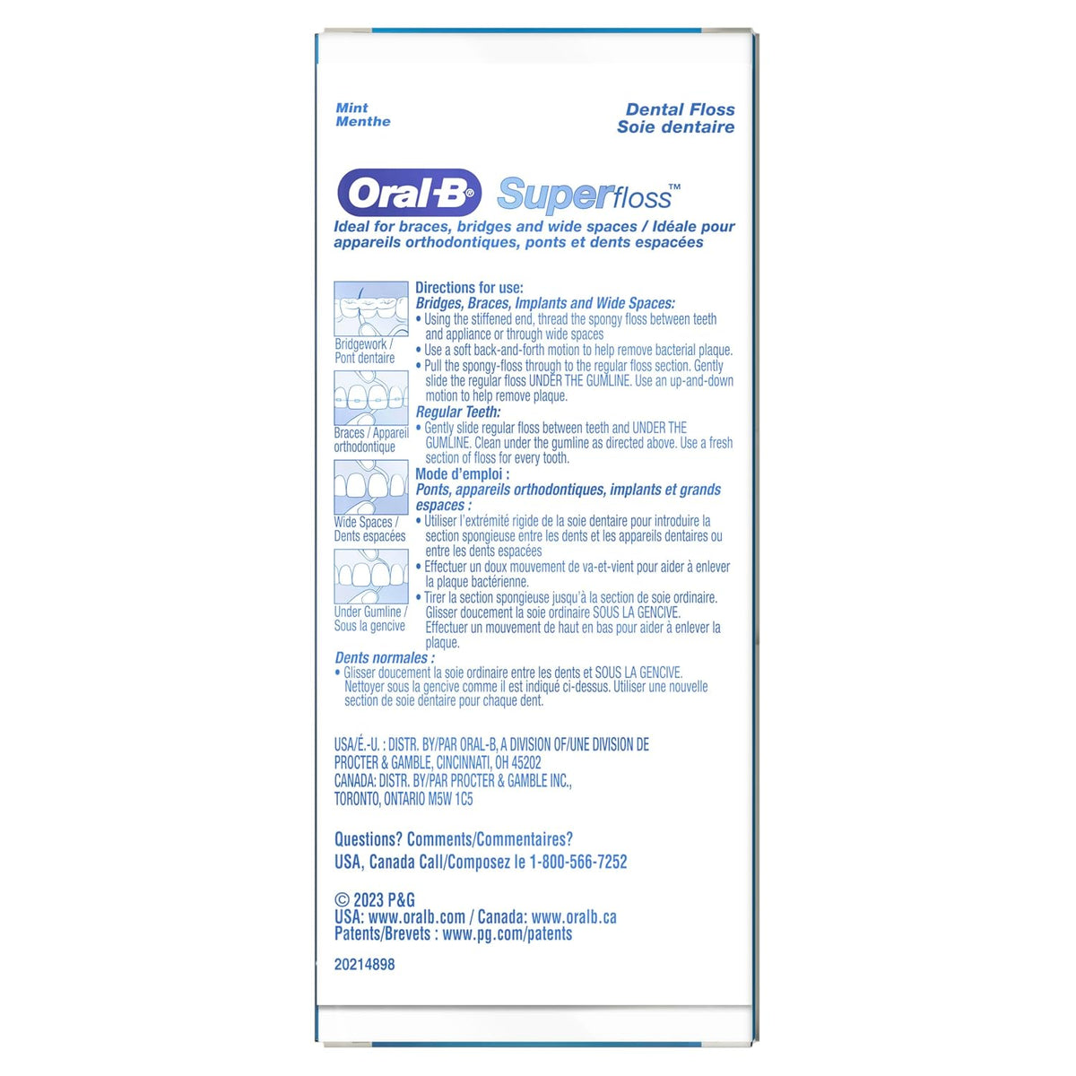 Oral-B Super Floss Pre-Cut Strands, Dental Floss for Bridges, Braces and Wide Spaces, 100 Strands