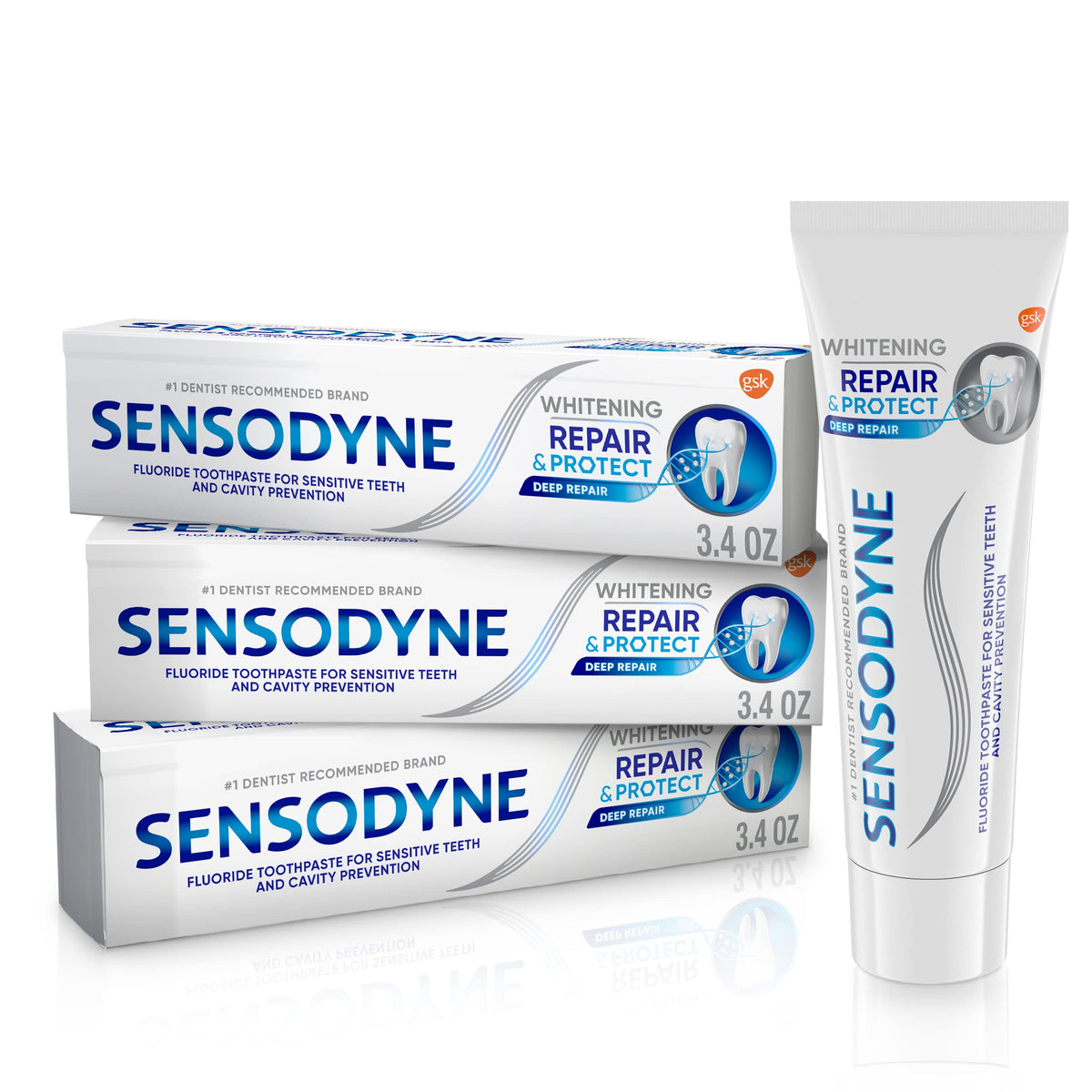Sensodyne Repair and Protect Whitening Toothpaste, 3.4 oz (Pack of 2)