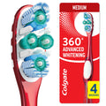 Colgate 360 Optic White Advanced Adult Whitening Toothbrush, Medium, 2 Pack