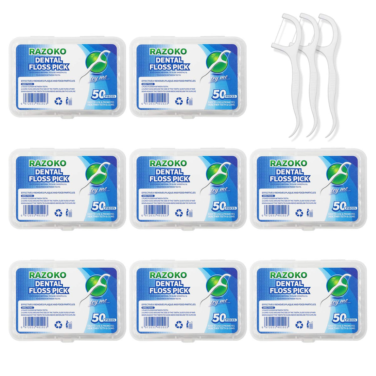 RAZOKO 350ct Dental Floss Picks and Interdental Toothpicks