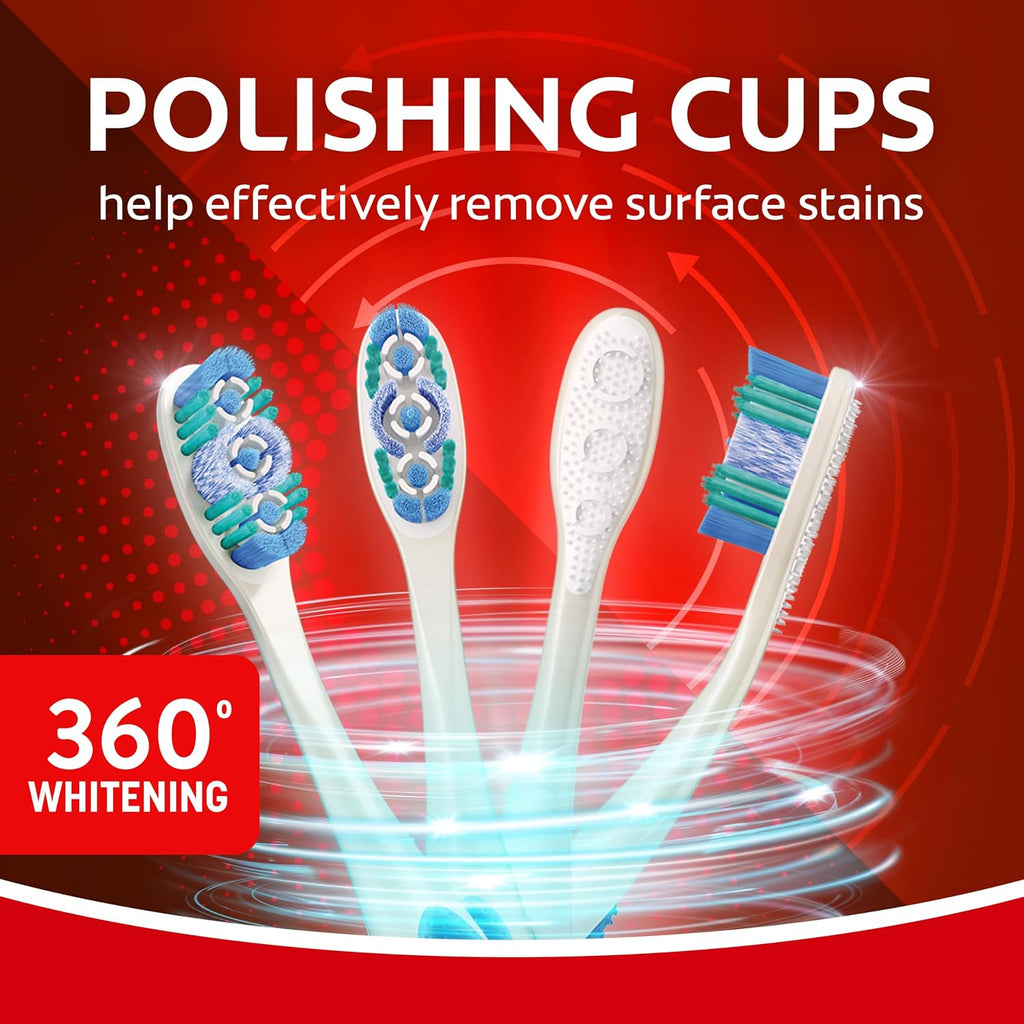 Colgate 360 Adult Whitening Toothbrushes, Soft, 4 Pack