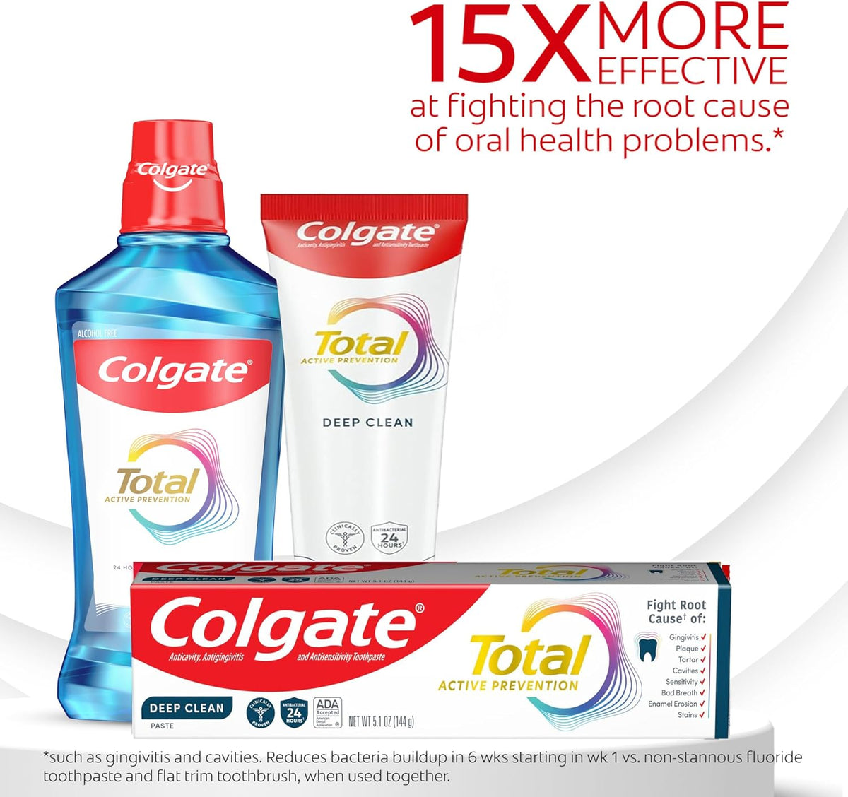 Colgate Total Deep Clean Toothpaste, Mint, 3 Pack, 5.1 oz