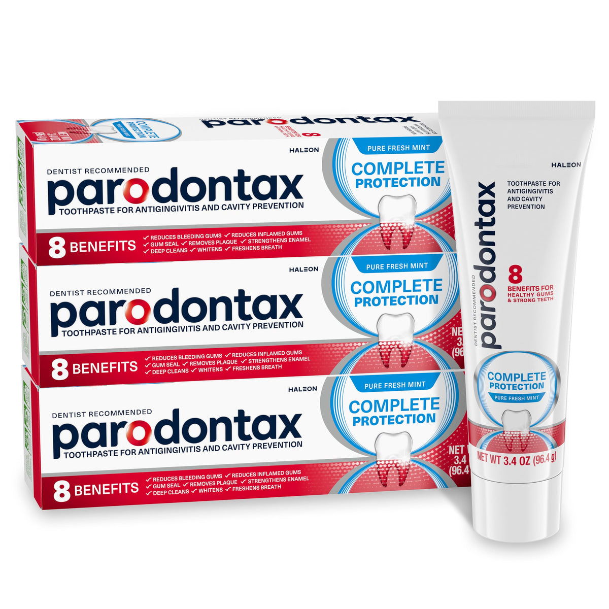Parodontax Complete Protection Toothpaste, Pure Fresh Mint, 3.4 oz x 3
