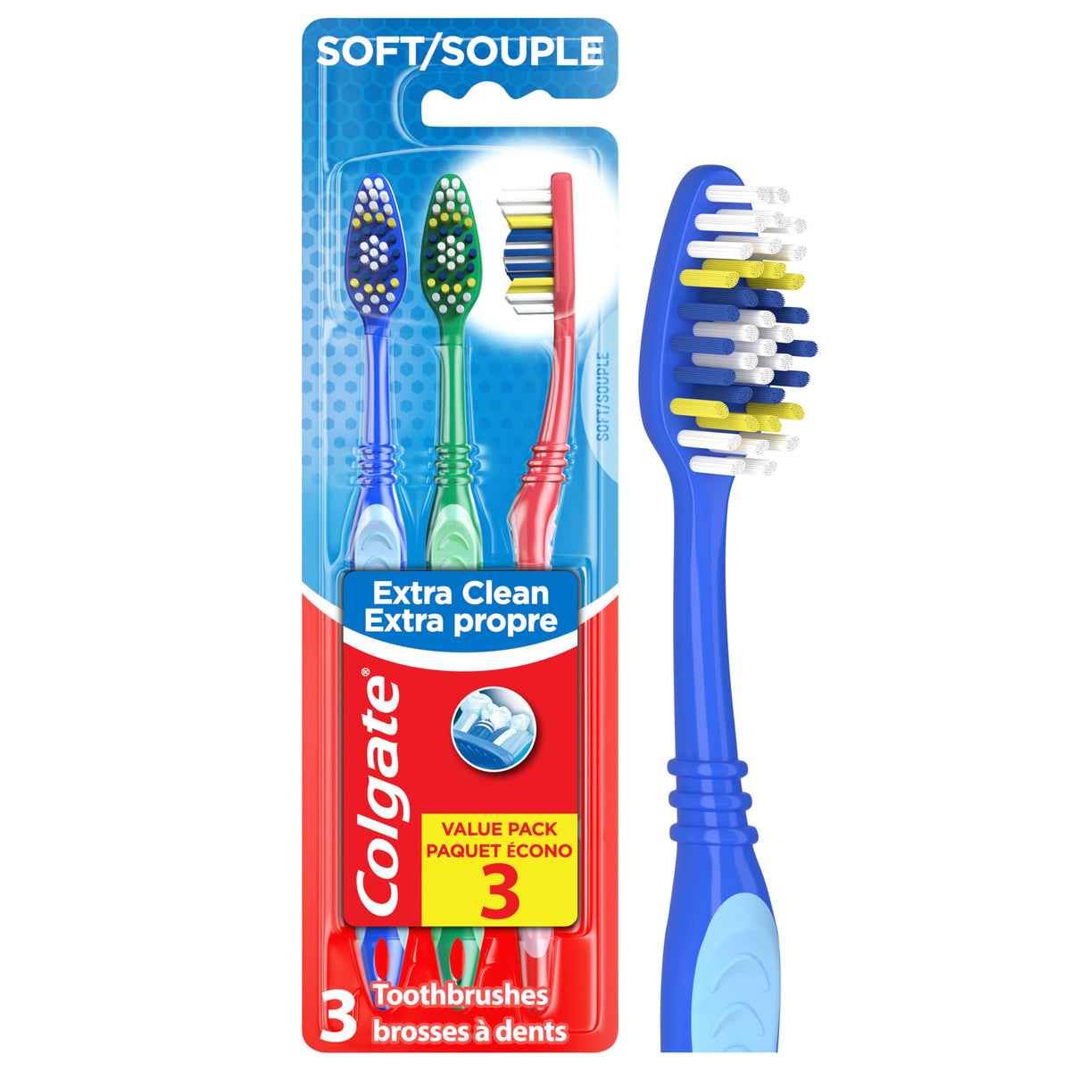 Colgate Extra Clean Soft Toothbrush, 3 Pack