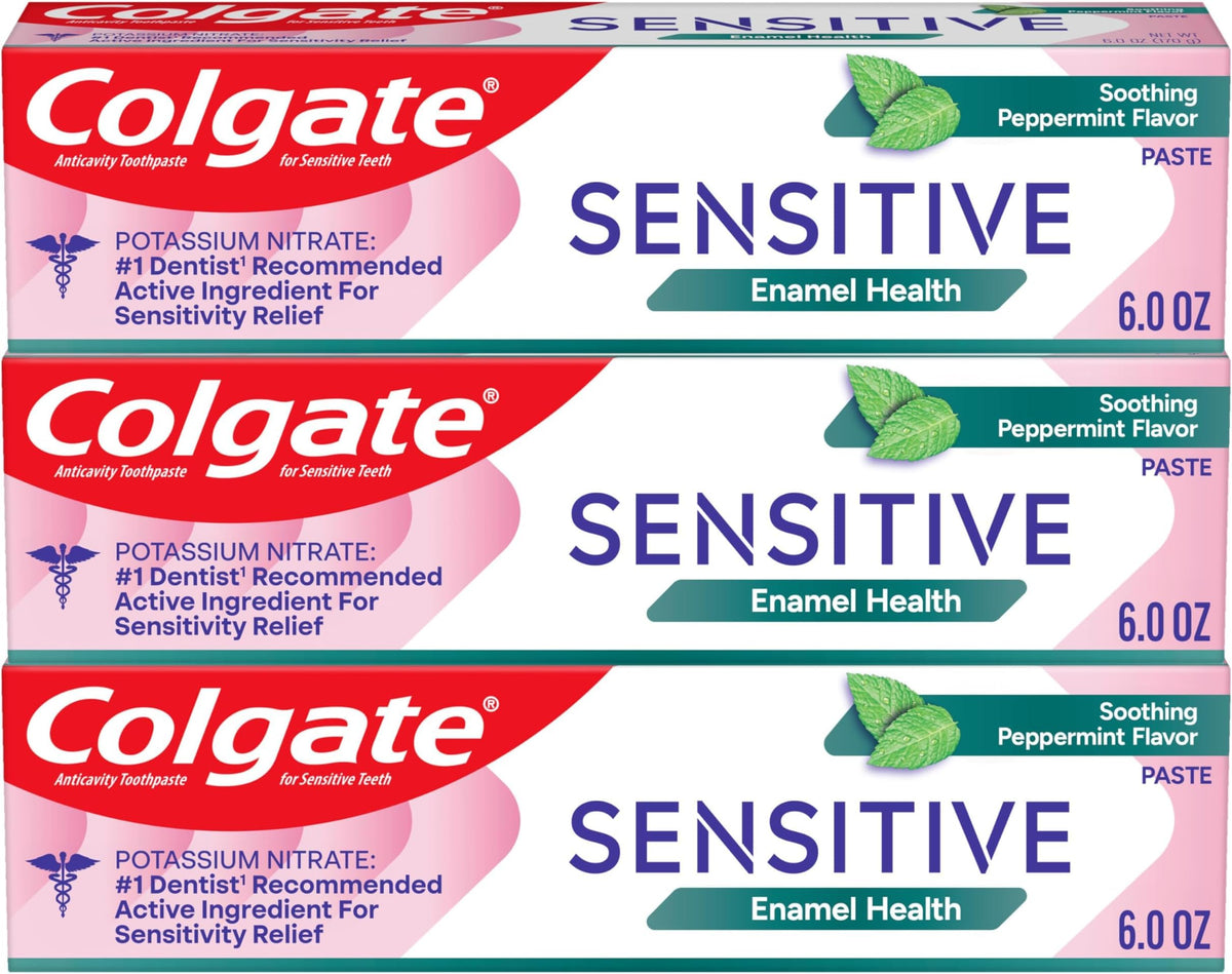 Colgate Sensitive Enamel Health Toothpaste for Sensitive Teeth, 3 Pack, 6oz