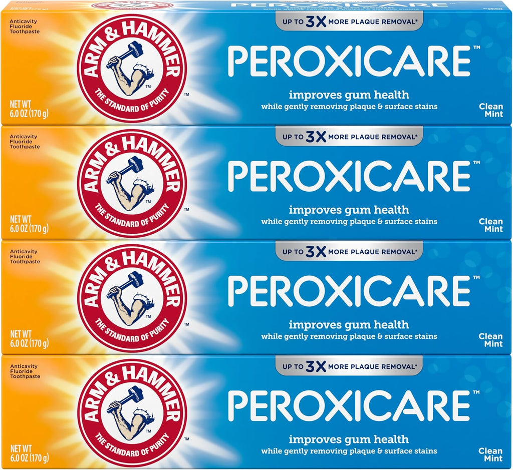 ARM & Hammer Peroxicare Toothpaste, Clean Mint, 6.0 oz, 4-Pack
