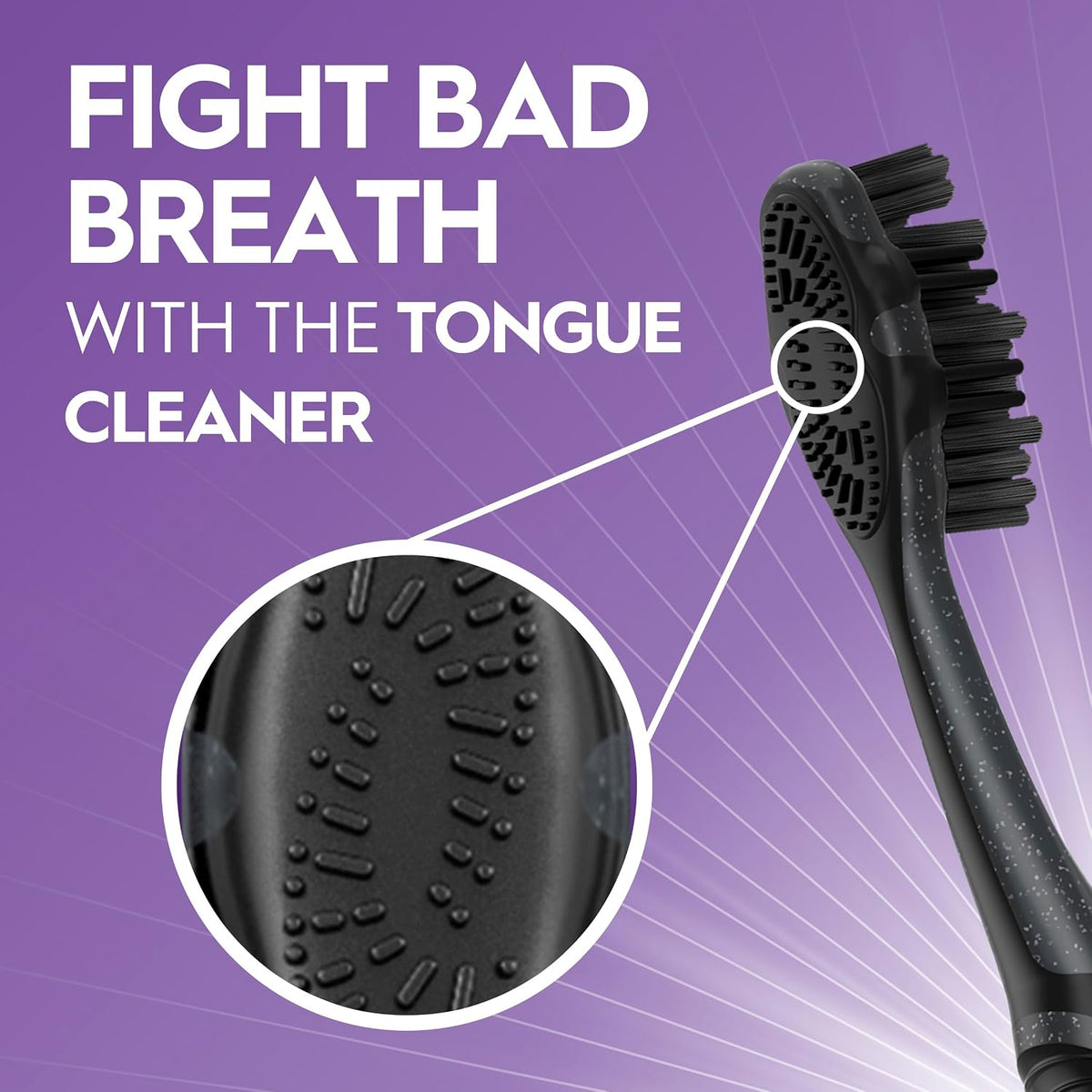 Oral-B 3D White Charcoal Toothbrush, 2 Count Soft Manual tootbrush Pack, Whitens Teeth, removes Plaque and Stains, Tongue Scraper Tooth Brush