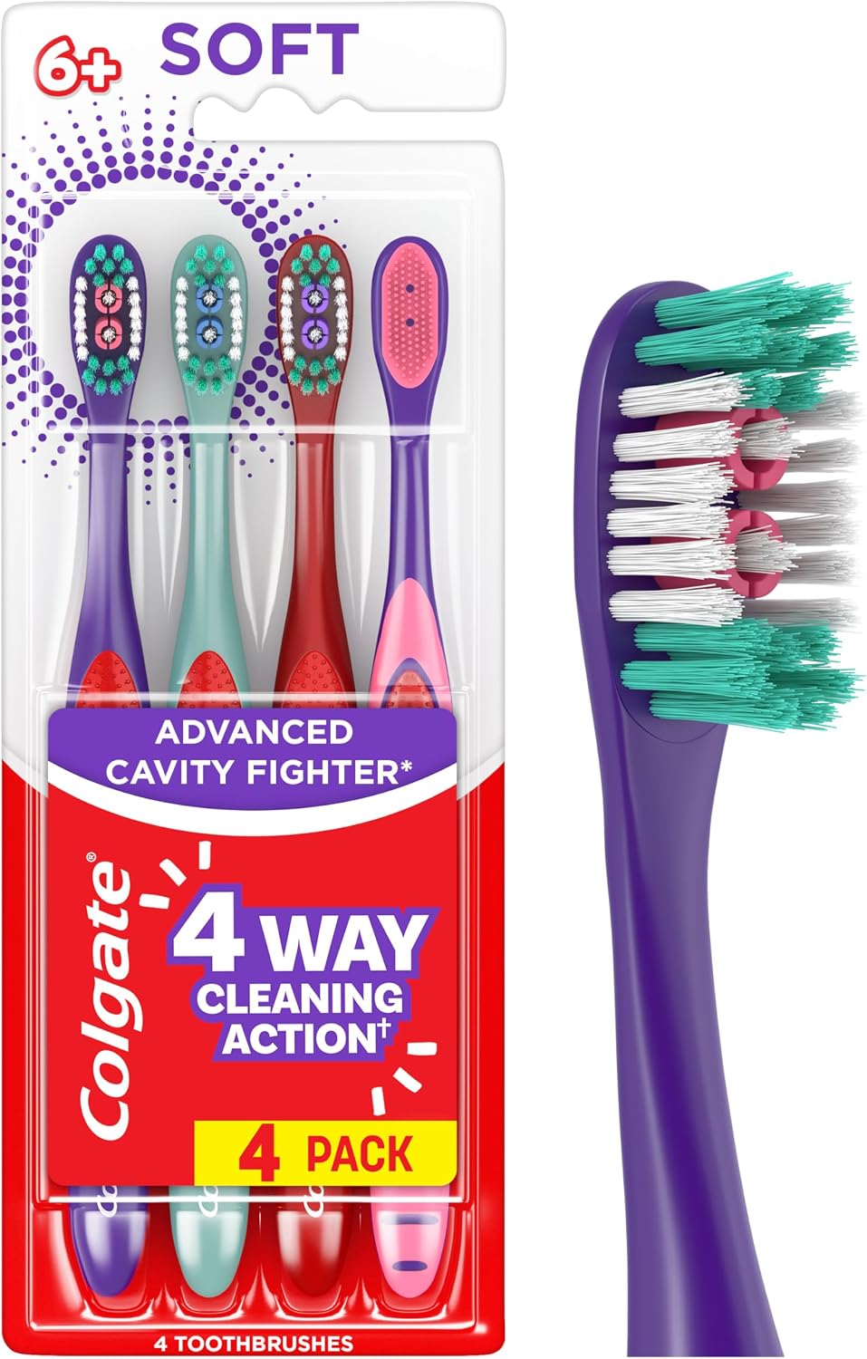 Colgate Kids Advanced Cavity Fighter Soft Toothbrushes, 4 Pack