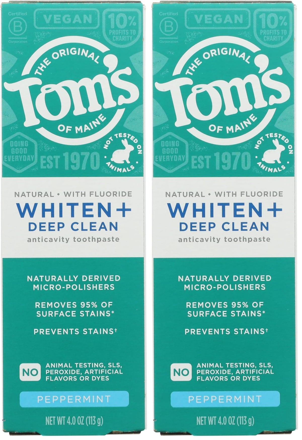 Tom's of Maine Whiten Plus Deep Clean Whitening Toothpaste, Peppermint, 4oz