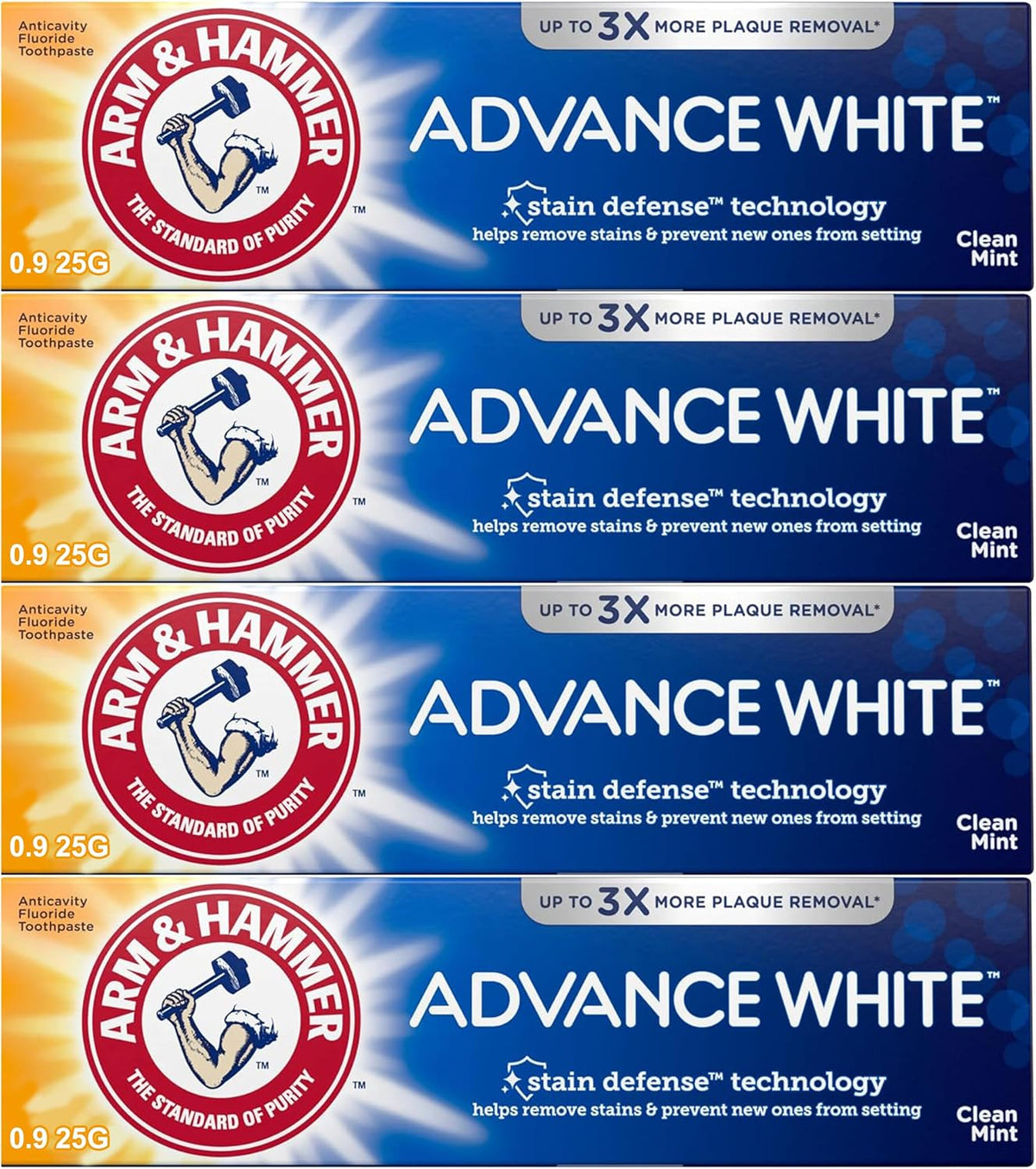 Arm and Hammer Advance Whitening Toothpaste .9 Oz Travel Size 4 Pk.